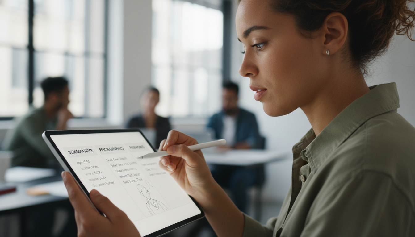 Professional developing audience persona profiles